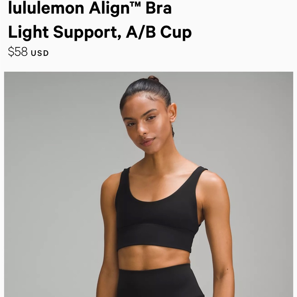 Lululemon align bra color is Java size is 6